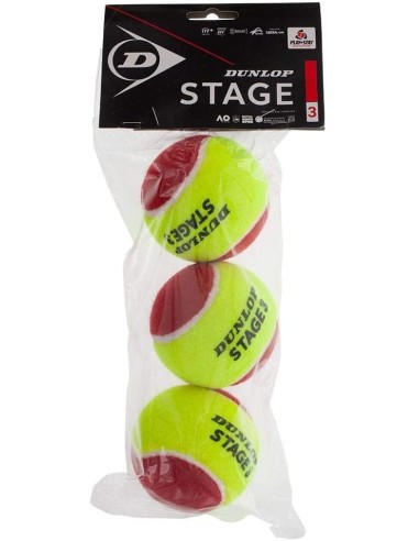 Les boules de tennis Dunlop Stage 3 Pack rouge de 3