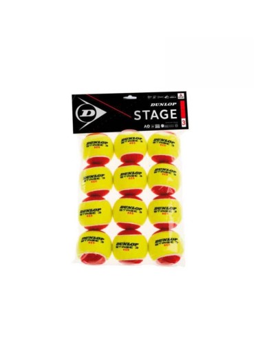 Pacote de bolas de tênis vermelhas Dunlop Stage 3 com 12