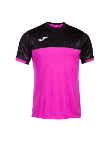 CAMISETA JOMA MONTREAL ROSA FLUOR NEGRO